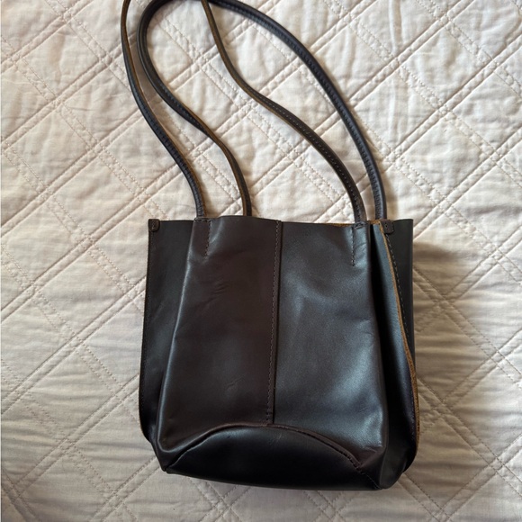 Elegant Brown Genuine Leather Tote Bag - Picture 1 of 3